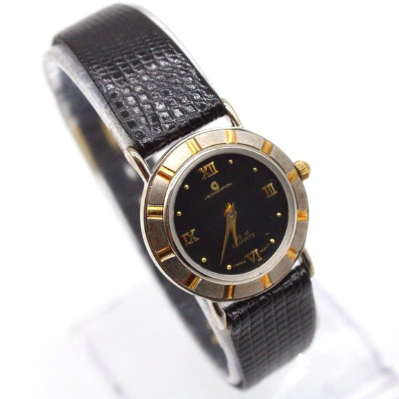 J.B Champion Watch Womens Silver Tone Stainless Steel Classic Black Round Dial - Picture 1 of 8